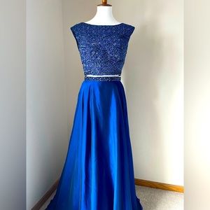 Sherri Hill Size 8 Two Piece Royal Blue Prom Dress